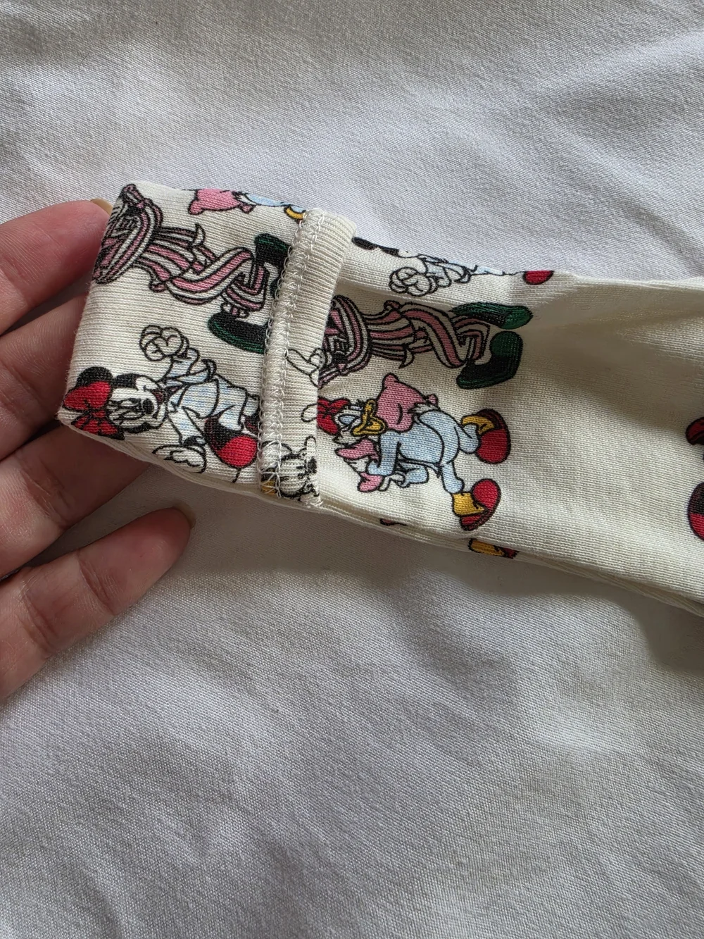 Old Navy Cream Mickey & Friends Zip Footed One-Piece